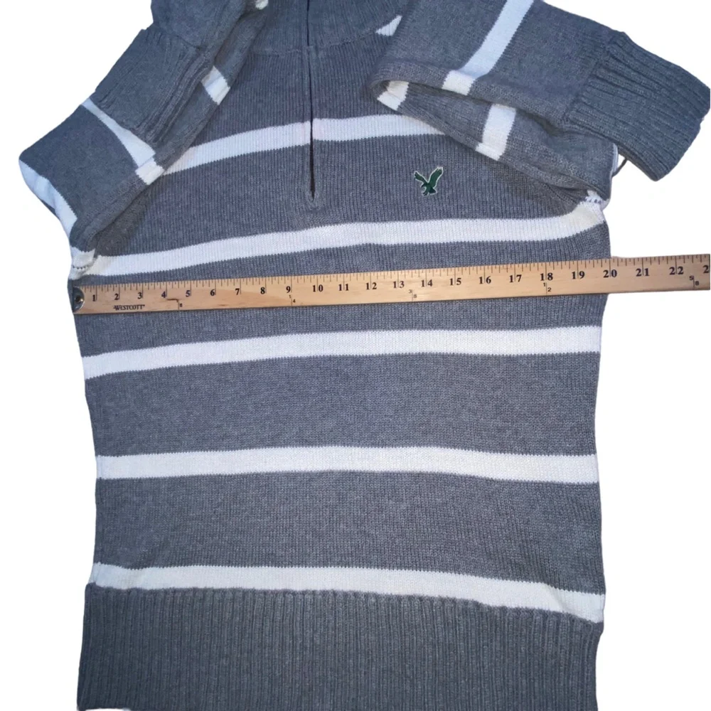American Eagle Outfitters 1/4 Zip White Gray Sweater - Men’s Medium - Picture 2 of 10